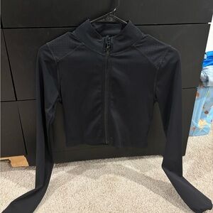 Women's Black Cropped Zip Up Jacket
